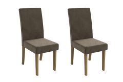 Cadeira Jantar Dália 2CAD131 Madeirado Kit 2 Un Kappesberg - Canela/Suede Capuccino