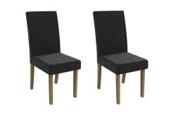 Cadeira Jantar Dália 2CAD131 Madeirado Kit 2 Un Kappesberg - Canela/Suede Preto