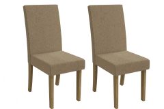 Cadeira Jantar Dália 2CAD131 Madeirado Kit 2 Un Kappesberg - Canela/Boucle Bege Fendi