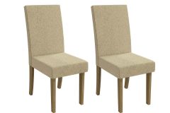 Cadeira Jantar Dália 2CAD131 Madeirado Kit 2 Un Kappesberg - Canela/Boucle Bege
