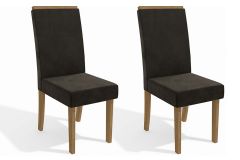 Cadeira Jantar Íris 2CAD142 Madeirado Kit 2 Un Kappesberg - Canela/Suede Chumbo