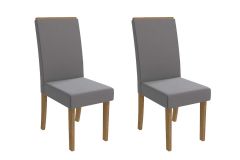 Cadeira Jantar Íris 2CAD142 Madeirado Kit 2 Un Kappesberg - Canela/Suede Cinza