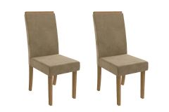 Cadeira Jantar Íris 2CAD142 Madeirado Kit 2 Un Kappesberg - Canela/Suede Bege