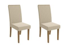 Cadeira Jantar Íris 2CAD142 Madeirado Kit 2 Un Kappesberg - Canela/Linho Bege Argila