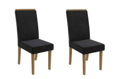 Cadeira Jantar Íris 2CAD142 Madeirado Kit 2 Un Kappesberg - Canela/Suede Preto
