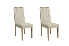 Cadeira Jantar Flora 2CAD150 Madeirado Kit 2 Un Kappesberg - Carvalho/Linho Bege Argila