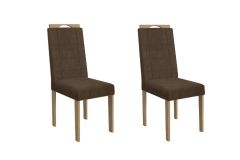 Cadeira Jantar Flora 2CAD150 Madeirado Kit 2 Un Kappesberg - Carvalho/Suede Capuccino