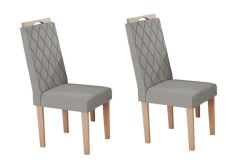 Cadeira Jantar Camélia Kit 2 Un Kappesberg - Carvalho/Boucle Cinza