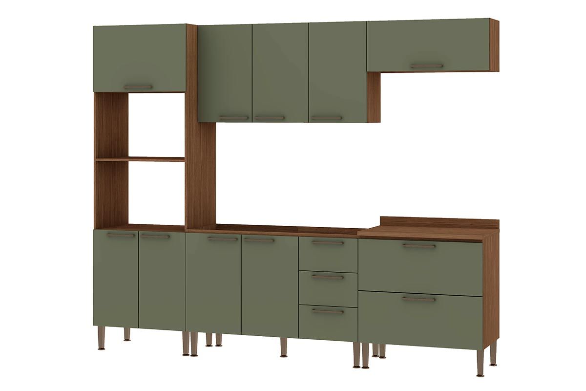 Cozinha Completa Dália 5 Peças (2Aéreos+2Balcões+1Paneleiro) - Genialflex