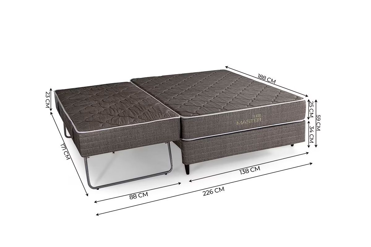 Cama Box c/Aux CRC +Colchão Molas MH1400 Herval
