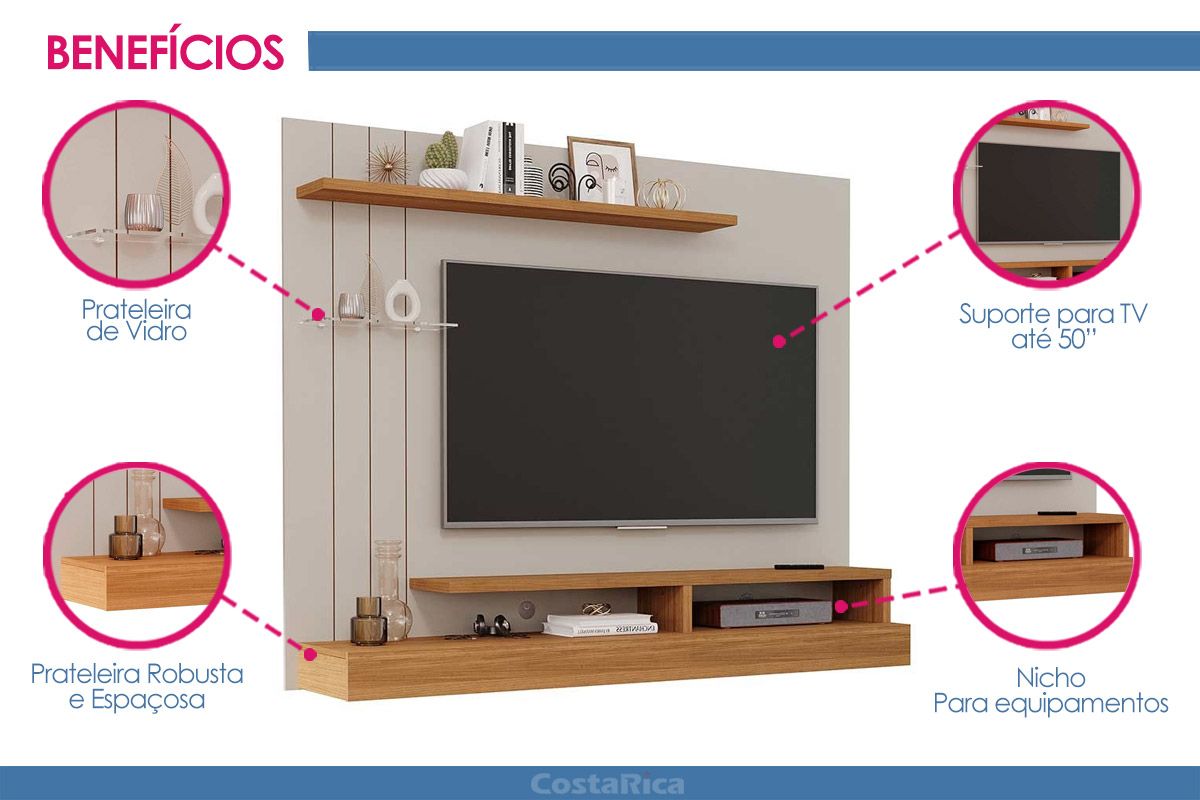 Painel Home p/ TV até 50 Pol Valência Plus 160cm Permóbili Painel Home p/ TV até 50 Pol Valência Plus 160cm Permóbili