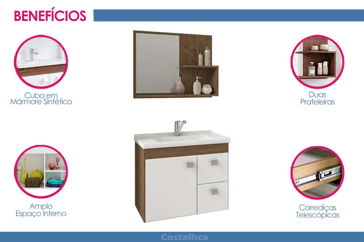 Conjunto Banheiro Isa c/Cuba + Espelho MGM Conjunto Banheiro Isa c/Cuba + Espelho MGM
