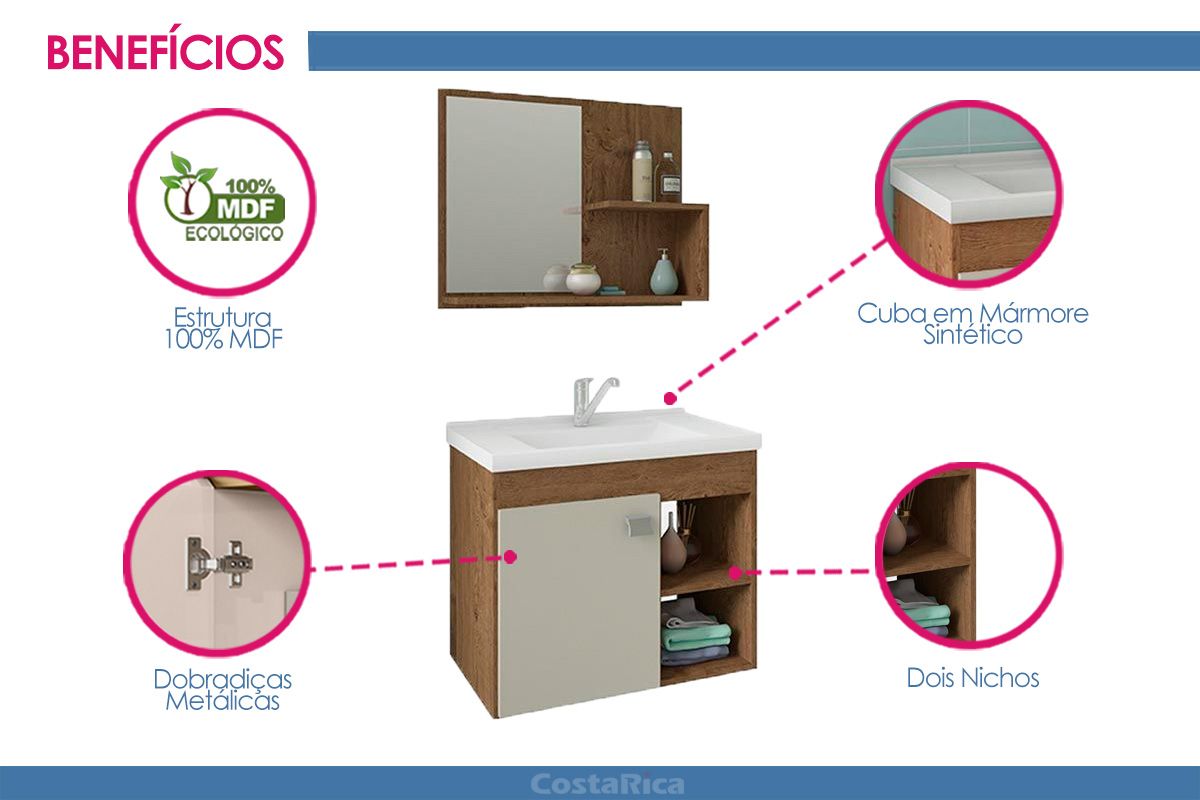 Conjunto Banheiro Lótus/Bia c/Cuba + Espelho MGM Conjunto Banheiro Lótus/Bia c/Cuba + Espelho MGM