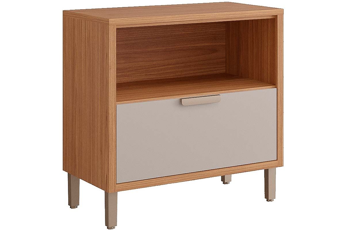 Balcão Cozinha MGM c/Tampo Eloise c/1 Gaveta e 1 Porta Basculante Riscada 80cm
