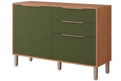 Balcão Cozinha MGM c/Tampo Divina c/2 Portas e 2 Gavetas 120cm - Freijo/Verde