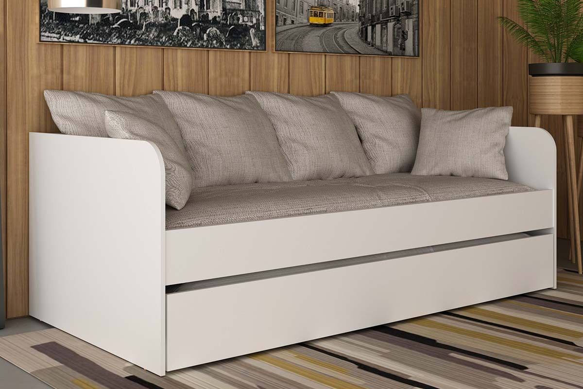 Sofá Cama Solteiro CM8032 c/Auxiliar Tecno MobiliBranco Sofá Cama Solteiro CM8032 c/Auxiliar Tecno MobiliBranco
