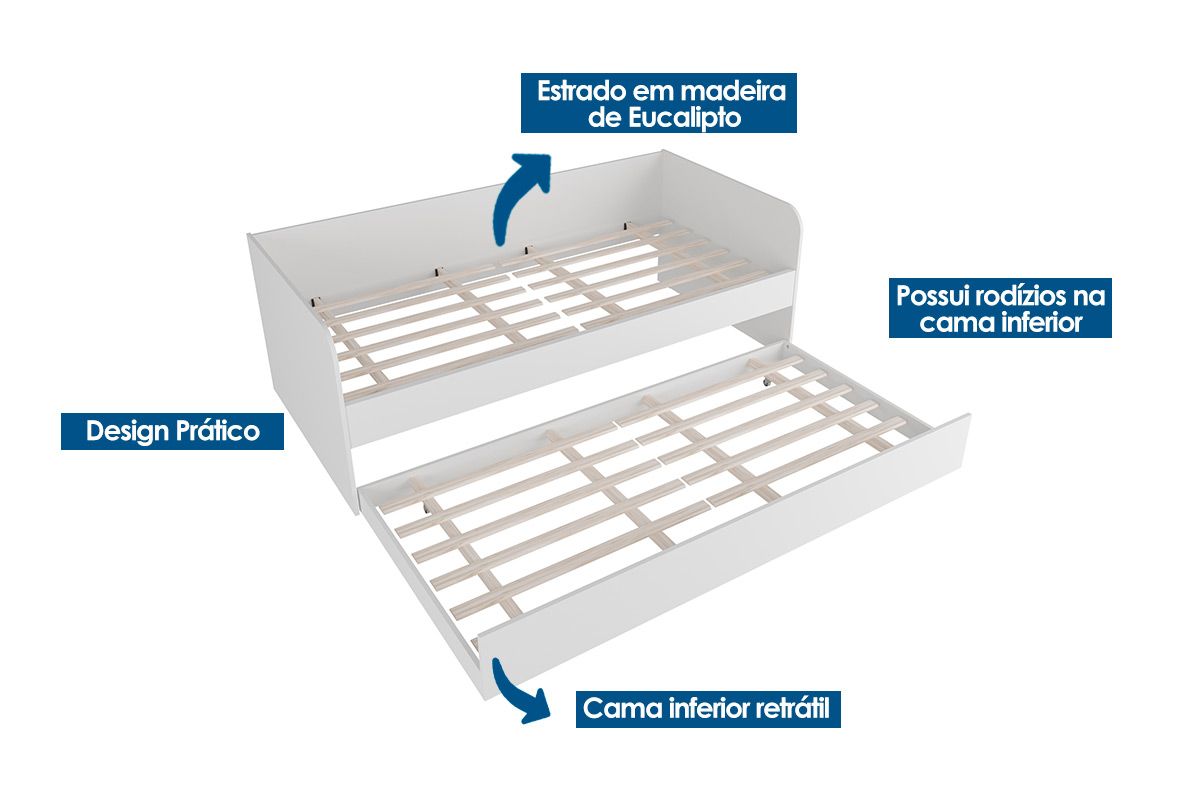 Sofá Cama Solteiro CM8032 c/Auxiliar Tecno Mobili Sofá Cama Solteiro CM8032 c/Auxiliar Tecno Mobili