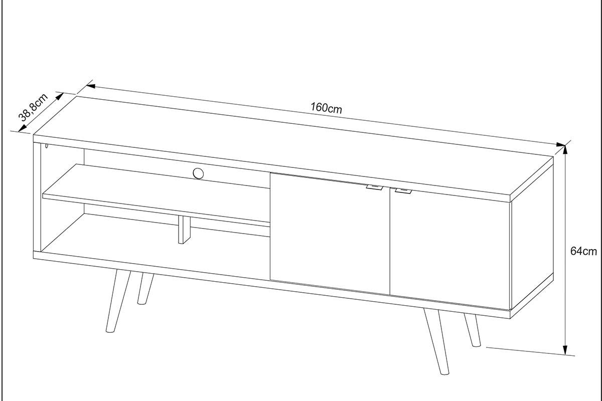 Rack Bancada p/ TV até 55 Pol R1482 c/2 Portas e 2 Nichos 160cm Tecno Mobili Rack Bancada p/ TV até 55 Pol R1482 c/2 Portas e 2 Nichos 160cm Tecno Mobili