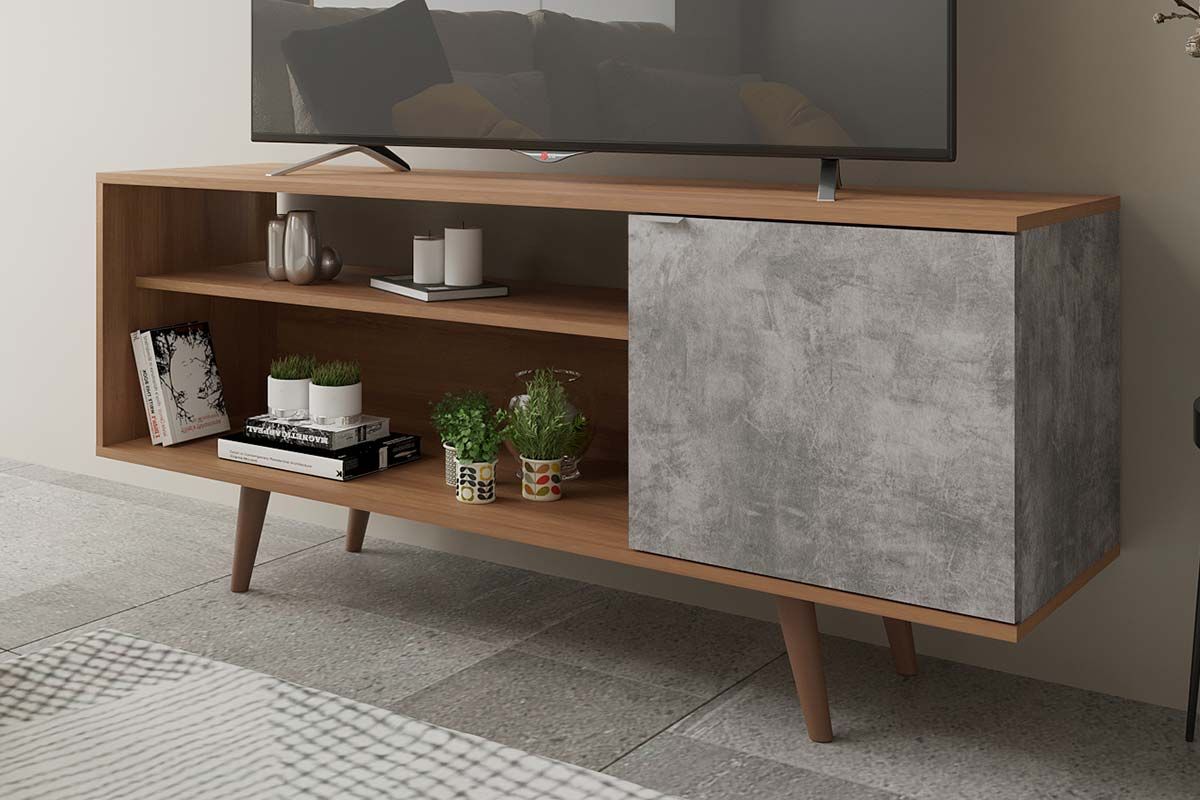 Rack Bancada p/ TV até 55 Pol R1482 c/2 Portas e 2 Nichos 160cm Tecno Mobili Rack Bancada p/ TV até 55 Pol R1482 c/2 Portas e 2 Nichos 160cm Tecno Mobili