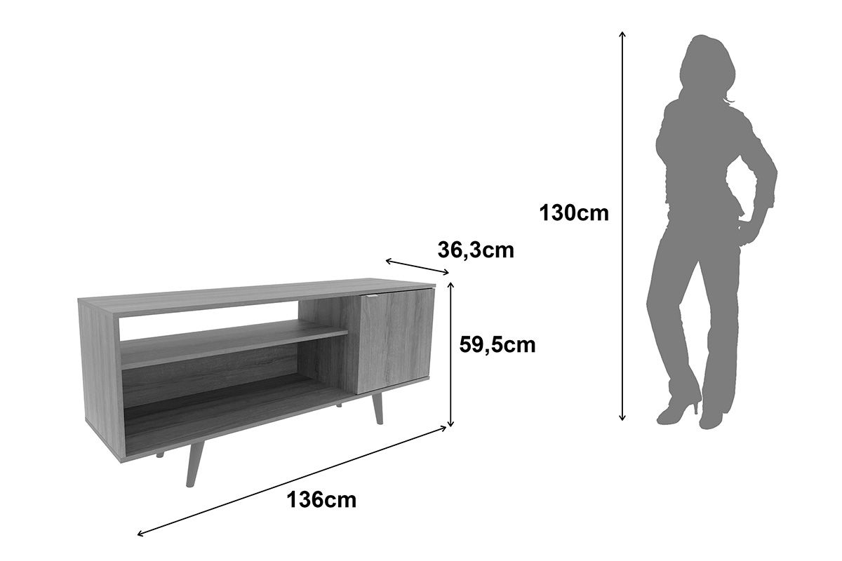 Rack Bancada p/ TV até 50 Pol R1486 c/1 Porta e 2 Nichos136cm Tecno Mobili Rack Bancada p/ TV até 50 Pol R1486 c/1 Porta e 2 Nichos136cm Tecno Mobili