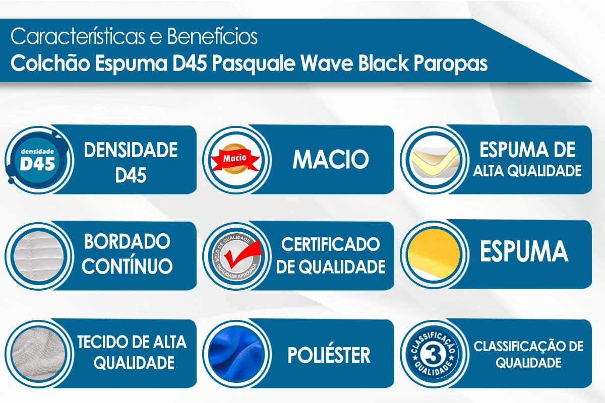 Colchão D45 Paropas Pasquale Wave Black Colchão D45 Paropas Pasquale Wave Black