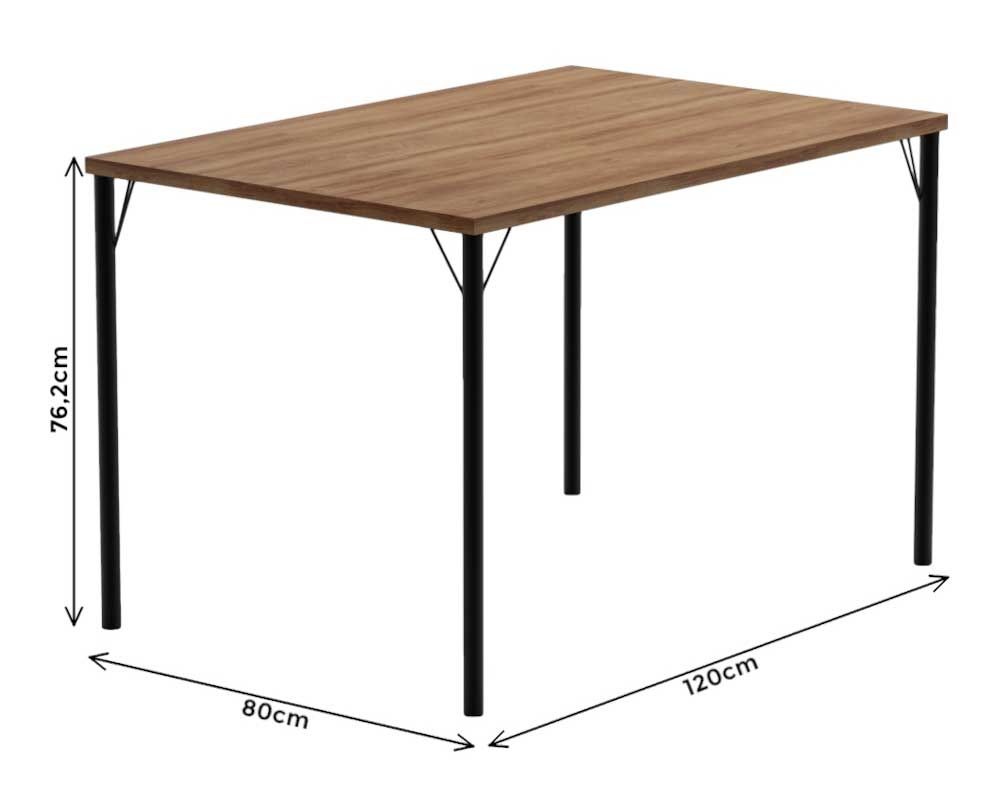 Mesa Jantar 1586 Aço c/Tampo Madeirado 120x80cm Carraro Mesa Jantar 1586 Aço c/Tampo Madeirado 120x80cm Carraro