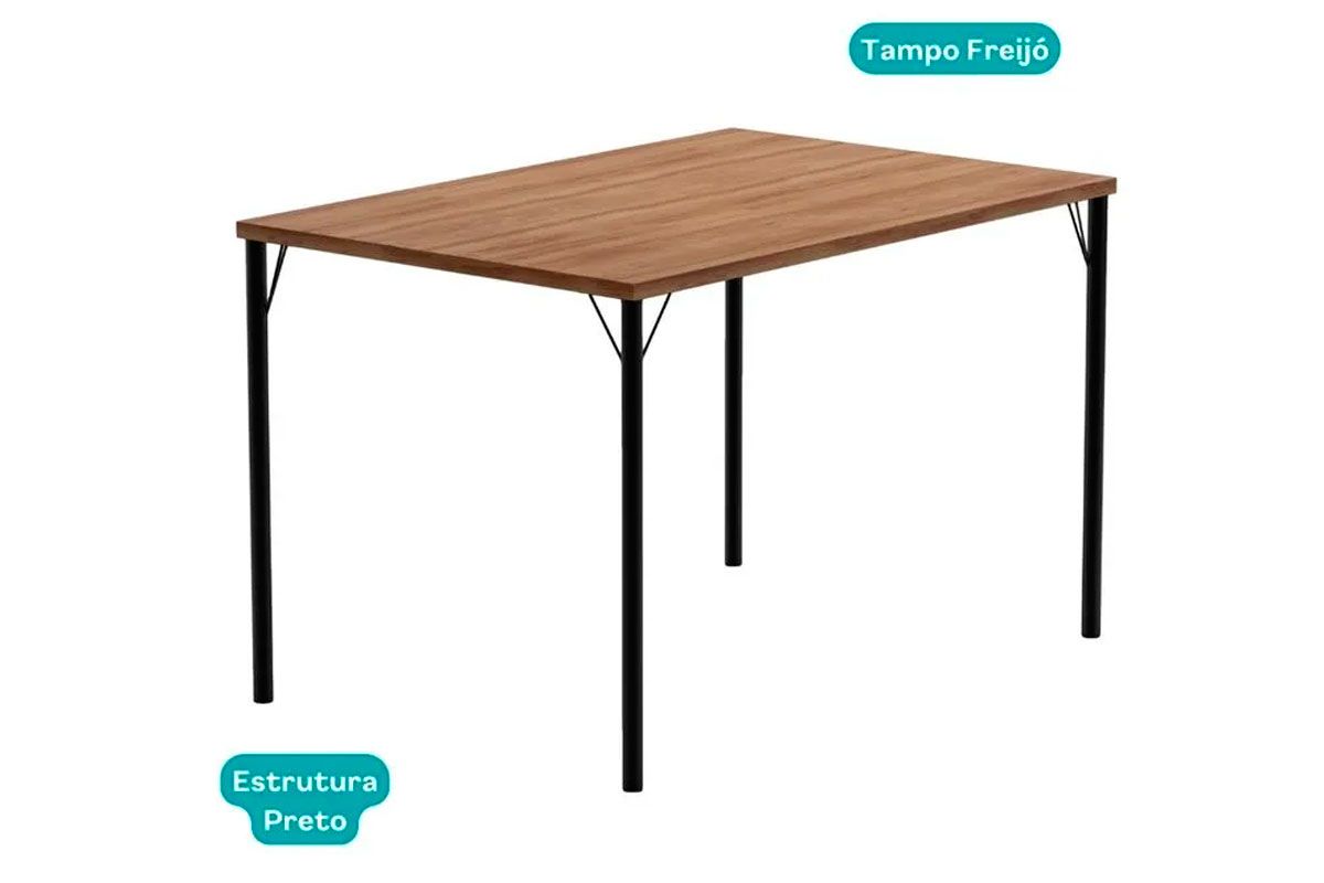 Mesa Jantar 1586 Aço c/Tampo Madeirado 120x80cm Carraro Mesa Jantar 1586 Aço c/Tampo Madeirado 120x80cm Carraro