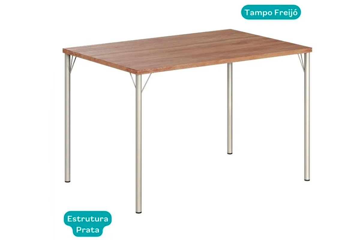 Mesa Jantar 1586 Aço c/Tampo Madeirado 120x80cm Carraro Mesa Jantar 1586 Aço c/Tampo Madeirado 120x80cm Carraro
