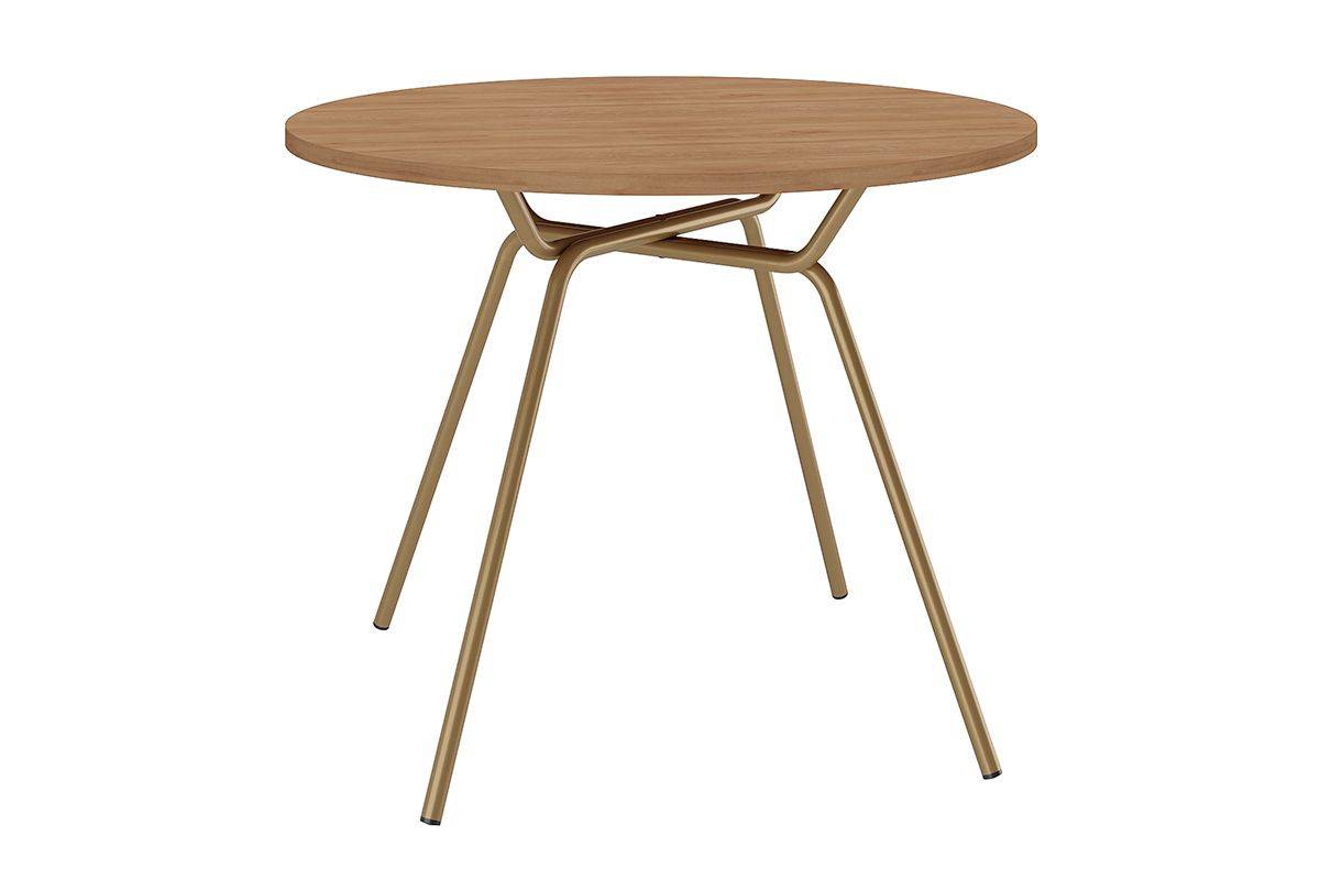 Mesa Jantar 1588 Aço c/Tampo Madeirado 100cm CarraroNoce/Dourado Mesa Jantar 1588 Aço c/Tampo Madeirado 100cm CarraroNoce/Dourado