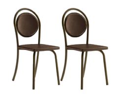 Cadeira Jantar 1738 Aço Kit 2 Uni Carraro - Ouro Velho/Corano Cacau