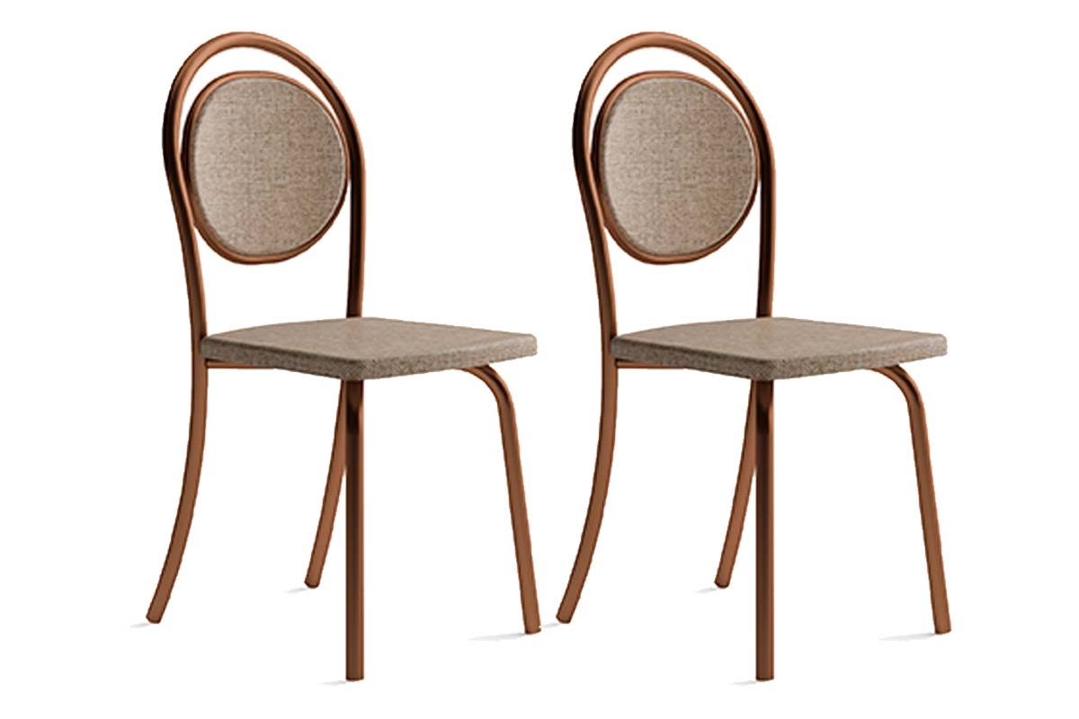 Cadeira Jantar 1738 Aço Kit 2 Uni CarraroRose/Linho Areia/Corano Caramelo Cadeira Jantar 1738 Aço Kit 2 Uni CarraroRose/Linho Areia/Corano Caramelo
