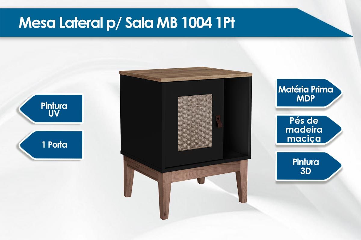 Mesa Lateral p/ Sala MB 1004 c/1 Porta e 1 Nicho Movelbento Mesa Lateral p/ Sala MB 1004 c/1 Porta e 1 Nicho Movelbento