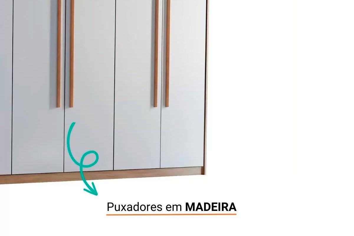 Guarda Roupa Solteiro 6 Portas e 2 Gavetas c/Pés Hawaii Rufato Guarda Roupa Solteiro 6 Portas e 2 Gavetas c/Pés Hawaii Rufato
