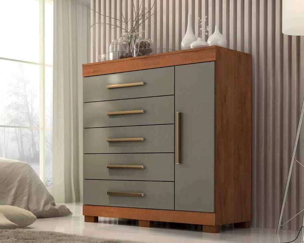 Cômoda Rayane 1 Porta e 5 Gavetas c/Sapateira ACP