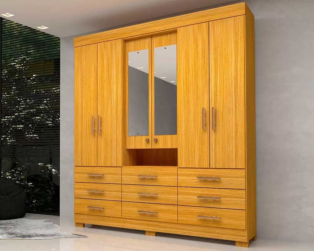 Guarda Roupa Casal 6 Portas (2 c/Espelho) e 9 Gavetas Débora ACP