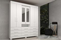 Guarda Roupa Casal 6 Portas (2 c/Espelho) e 9 Gavetas Débora ACP