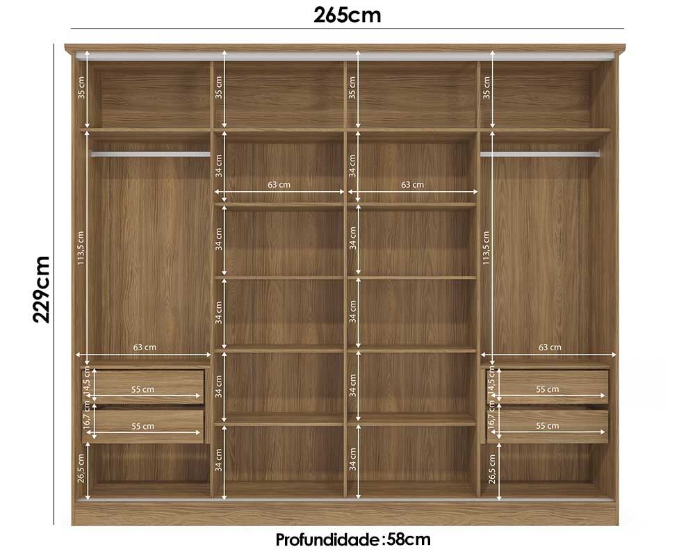 Guarda Roupa Casal 4 Portas Correr N565 Kappesberg
