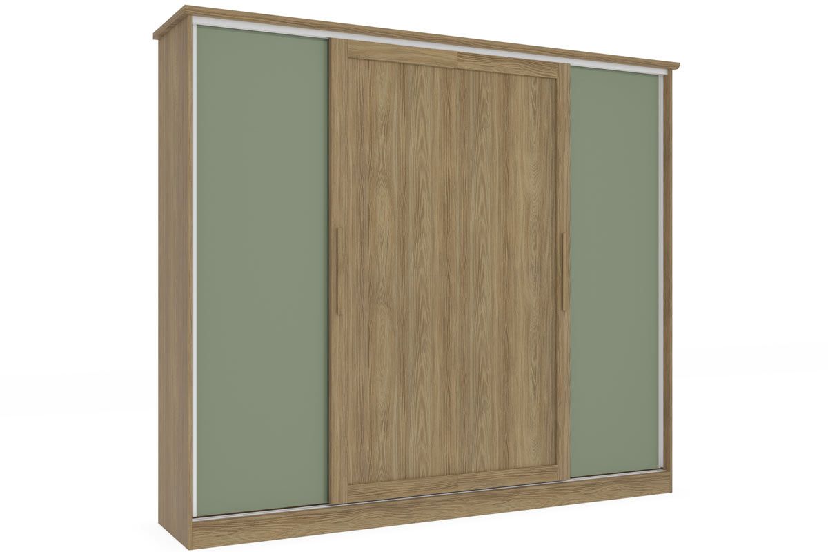 Guarda Roupa Casal 4 Portas Correr N565 KappesbergFlex Nogueira/Macadamia ou Verde