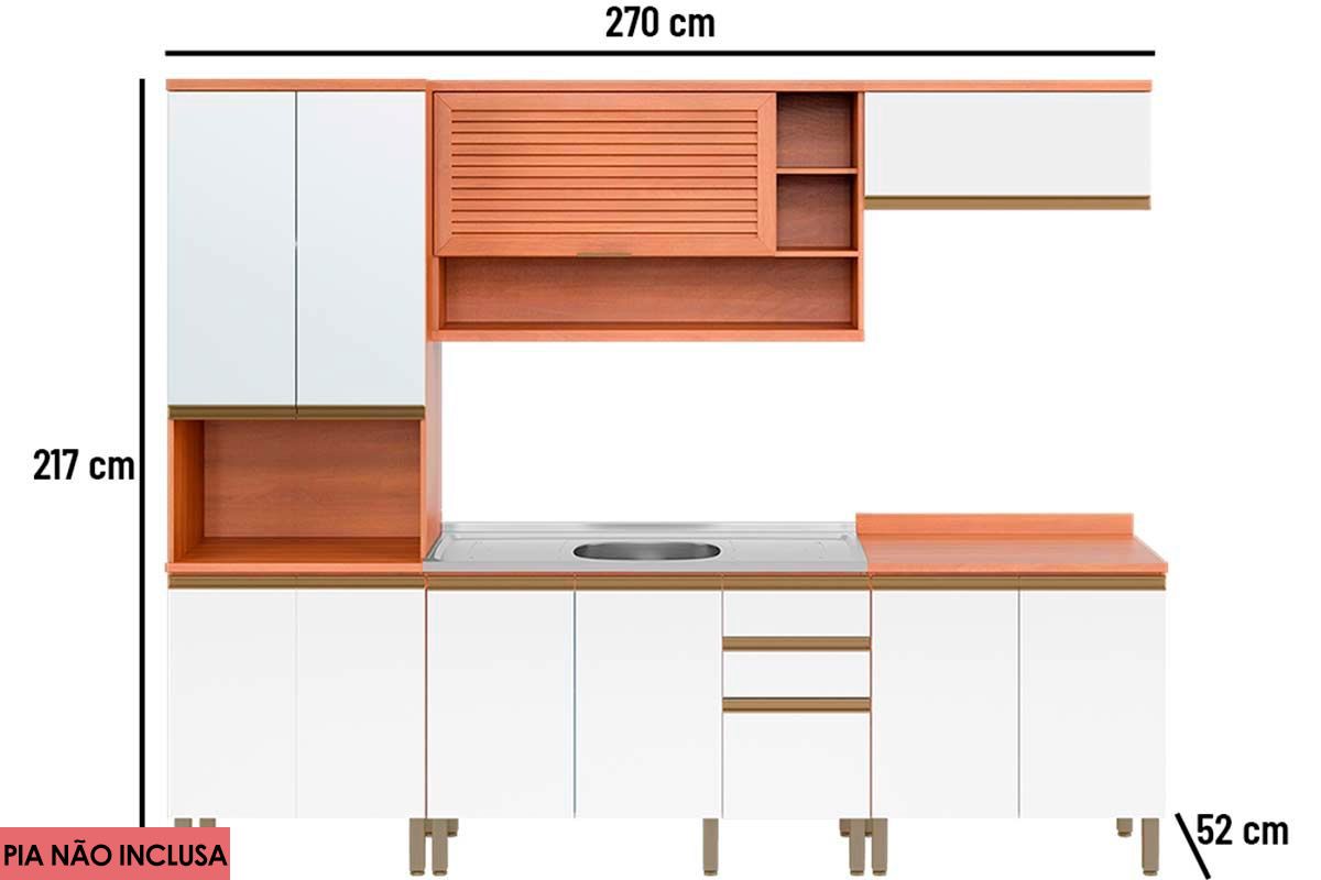 Cozinha Completa Telasul 5 Peças Thela Macadâmia CZC18