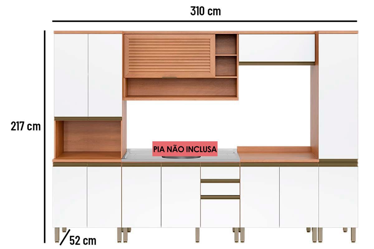 Cozinha Completa Telasul 6 Peças Thela Macadâmia CZC27
