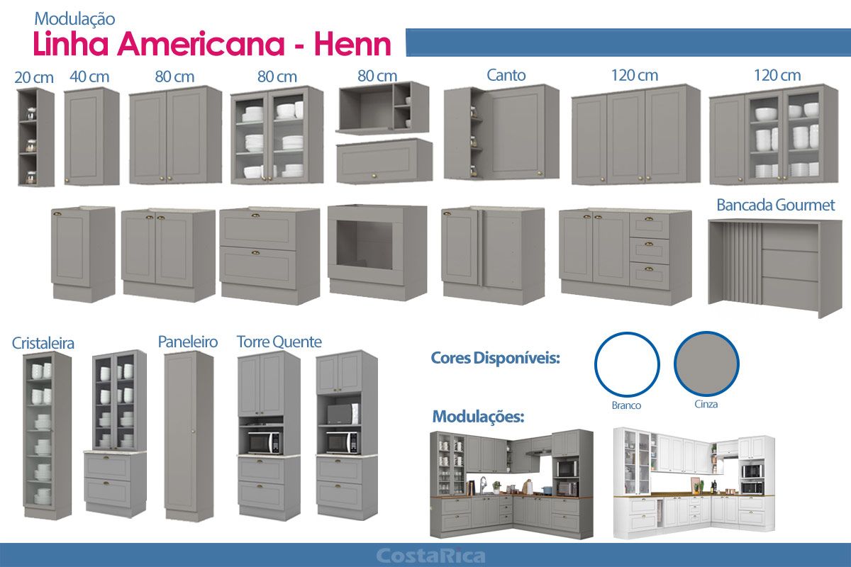 Cozinha Completa Henn 4 Peças Americana s/Pia CZ150
