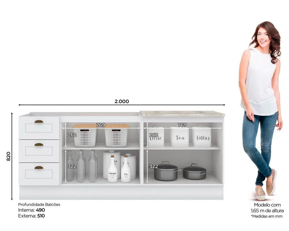 Cozinha Completa Henn 3 Peças Americana s/Pia CZ137