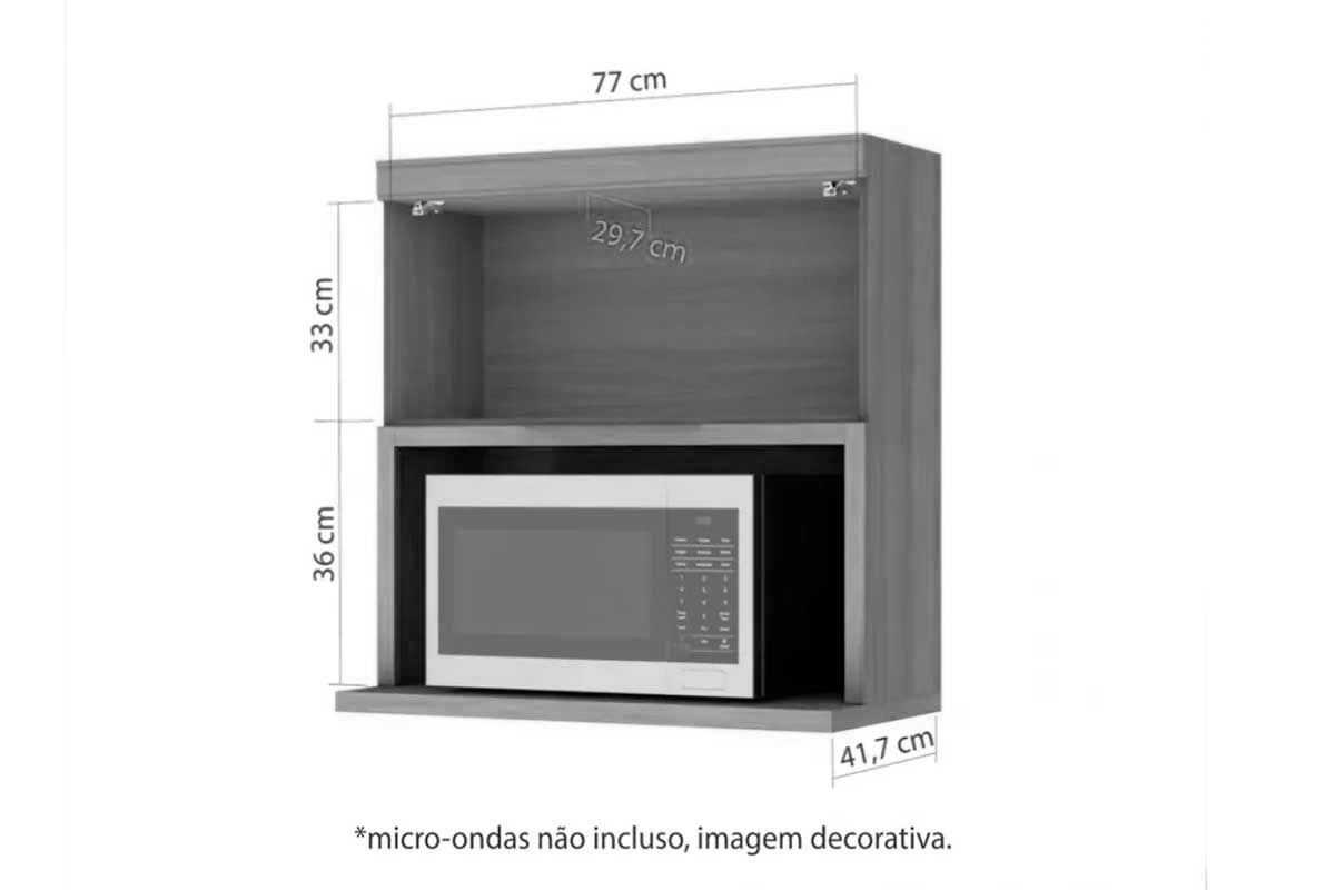 Armário Aéreo Cozinha Nesher Marquesa c/1 Porta e Nicho 80cm