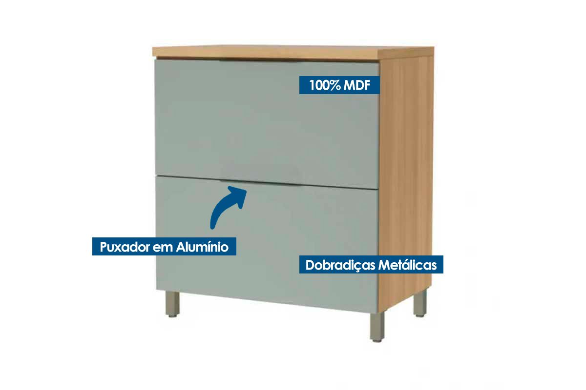 Balcão Cozinha Nesher Marquesa c/1 Porta 1Gav 80cm