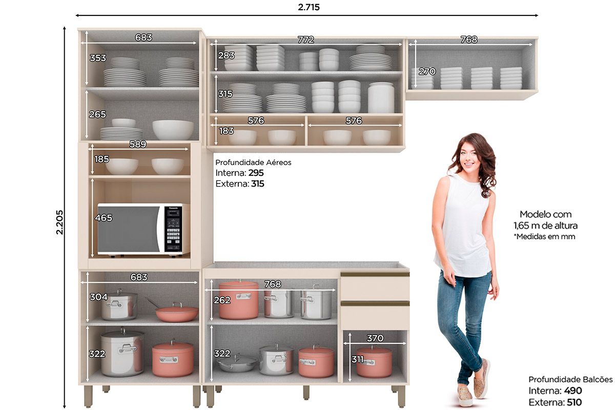 Cozinha Completa Henn 4 Peças Connect s/Pia C04P01