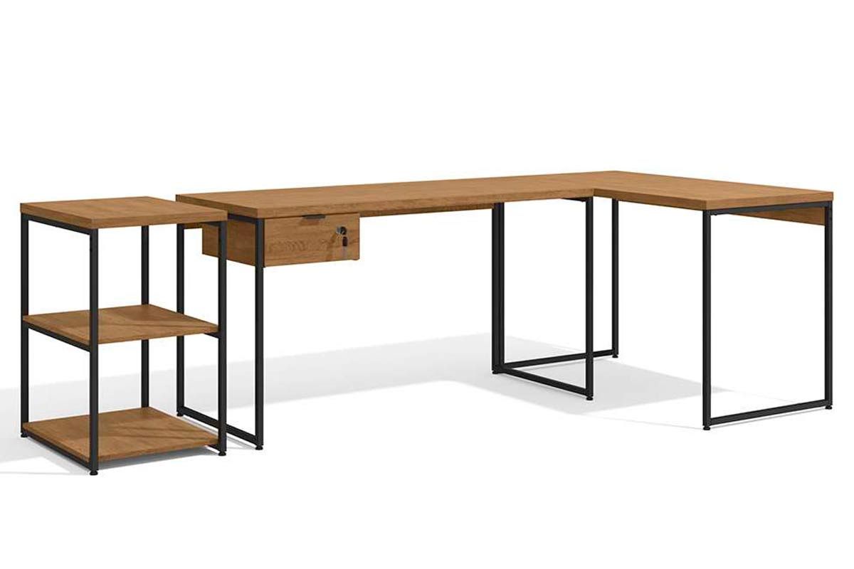 Escritório Completo Industrial 4 Peças (2 Escrivaninhas + 1 Estante + 1 Complemento) - Kappesberg