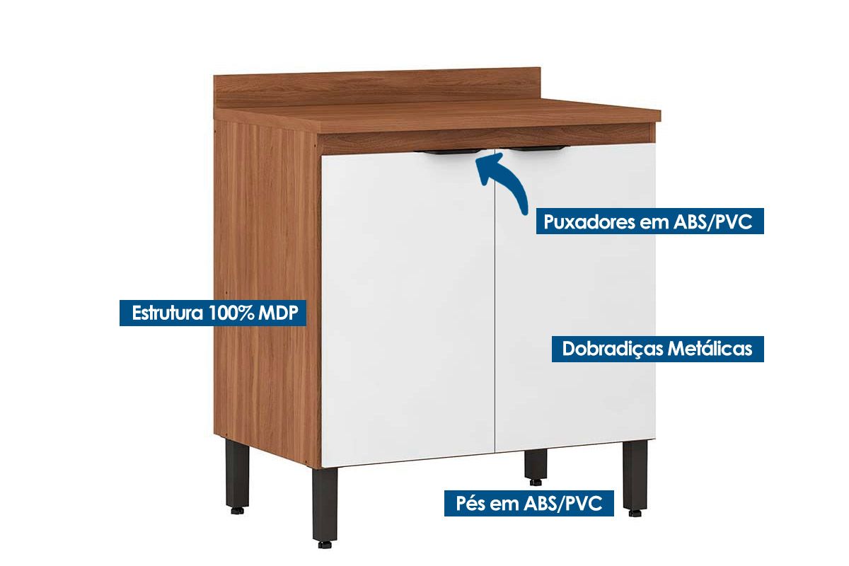 Balcão Cozinha Demóbile Firenze c/2 Portas 80cm Balcão Cozinha Demóbile Firenze c/2 Portas 80cm