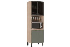 Paneleiro Cozinha Demóbile Firenze c/4 Portas c/Vidro70cm - Avena/Menta
