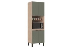 Paneleiro de Cozinha Firenze Torre Quente 1 Forno c/ Prateleira 4 Portas 70x218cm - Demóbile - Avena/Menta