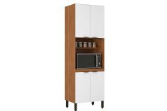Paneleiro de Cozinha Firenze Torre Quente 1 Forno c/ Prateleira 4 Portas 70x218cm - Demóbile - Amendola/Branco